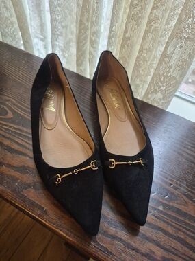 Black Pointed Toe Ballet Flats with Gold Bit Accent by Sam Edelman
